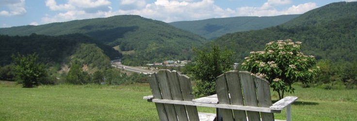 Scenic view of Bland County with a Bench